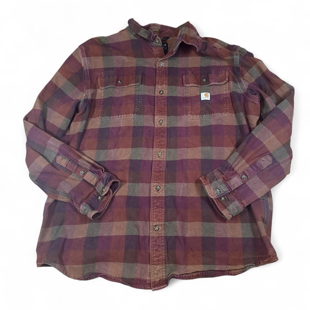 Carhartt Men’s Loose Fit Heavyweight Flannel Long-Sleeve Plaid Shirt Size‎ XL